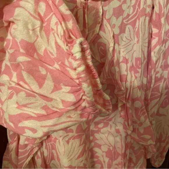 Free People Dress Rebecca Bubblegum Pink White Ruffle Long Sleeve Boho Small - Picture 9 of 10